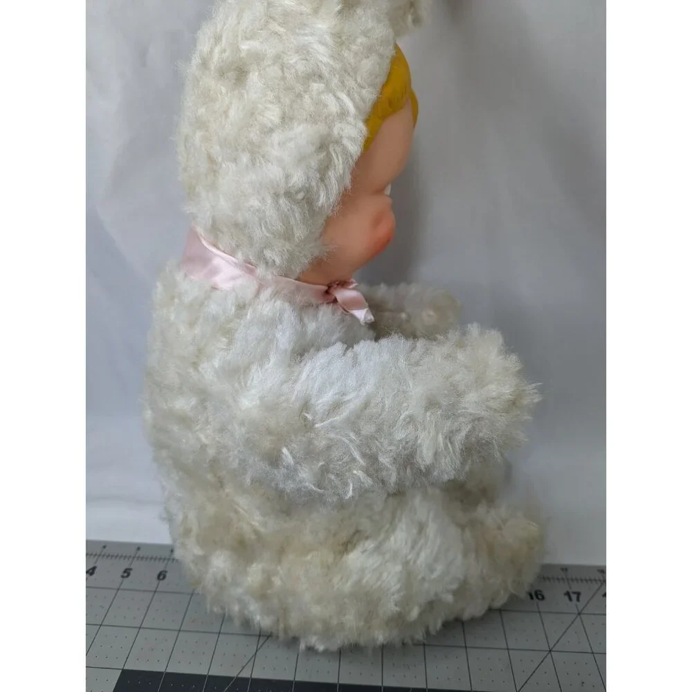 Rubber Face Doll White Bunny Rabbit Vintage 18 Inch Stuffed Animal‎ Toy
